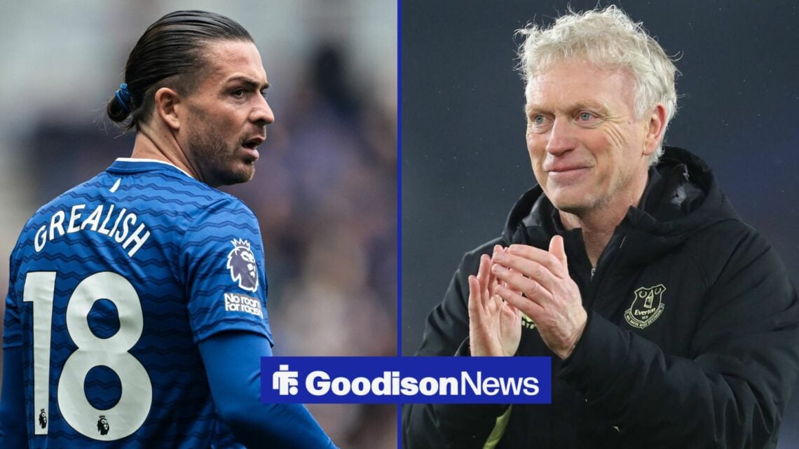 Everton winger Jack Grealish with David Moyes clapping