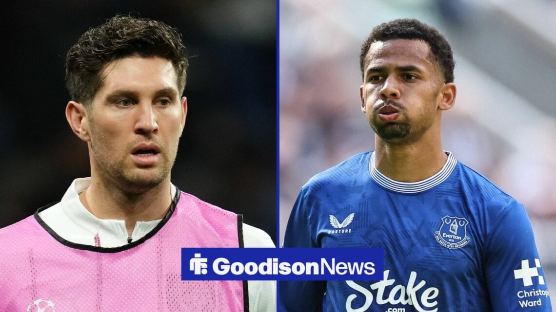 John Stones on left looking towards Iliman Ndiaye on right