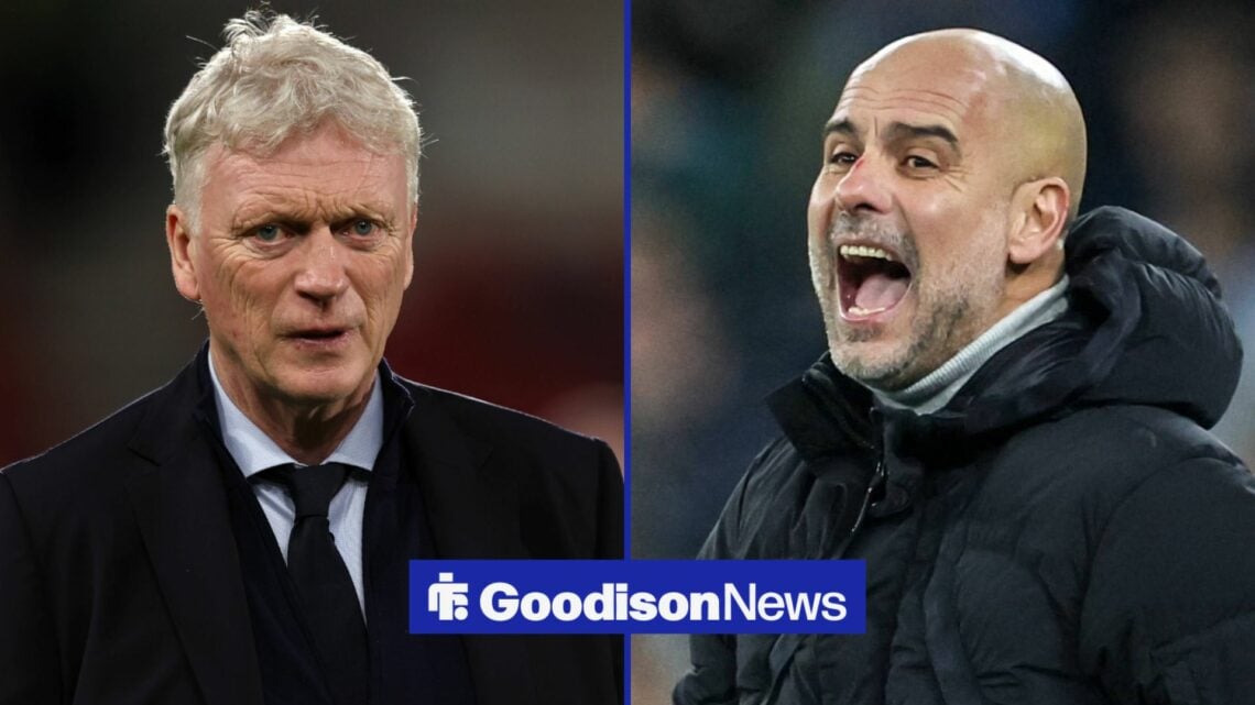 Everton boss David Moyes and Manchester City boss Pep Guardiola.