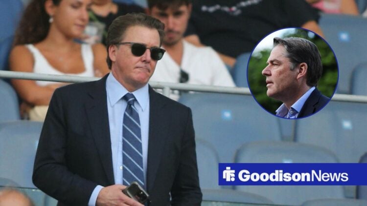 Everton owner Dan Friedkin, Premier League supremo Richard Masters.