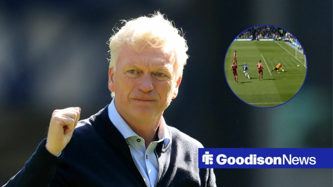 Everton boss David Moyes, Everton vs Liverpool in inset.