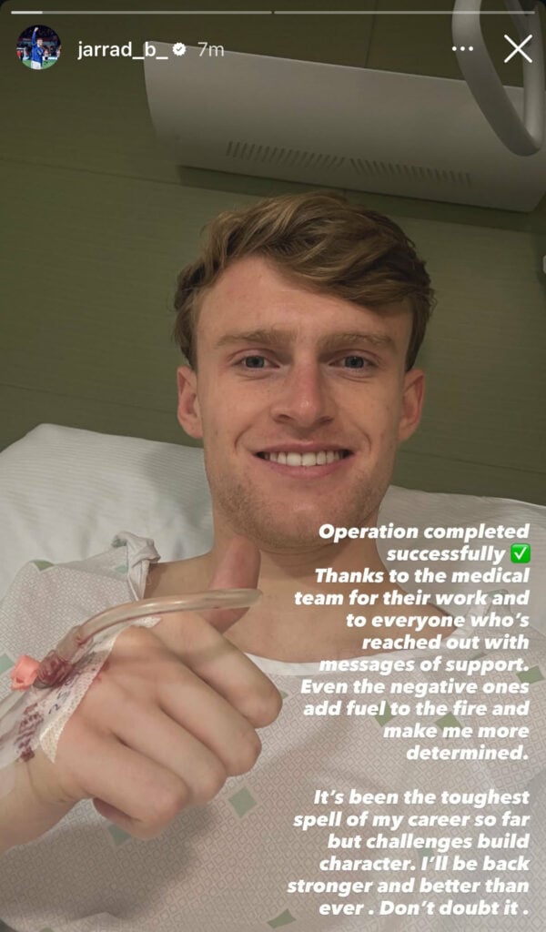 Everton defender Jarrad Branthwaite shares a message on Instagram