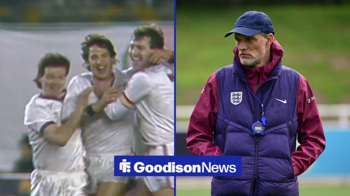 Former Everton star Gary Lineker with England, Thomas Tuchel looking on.