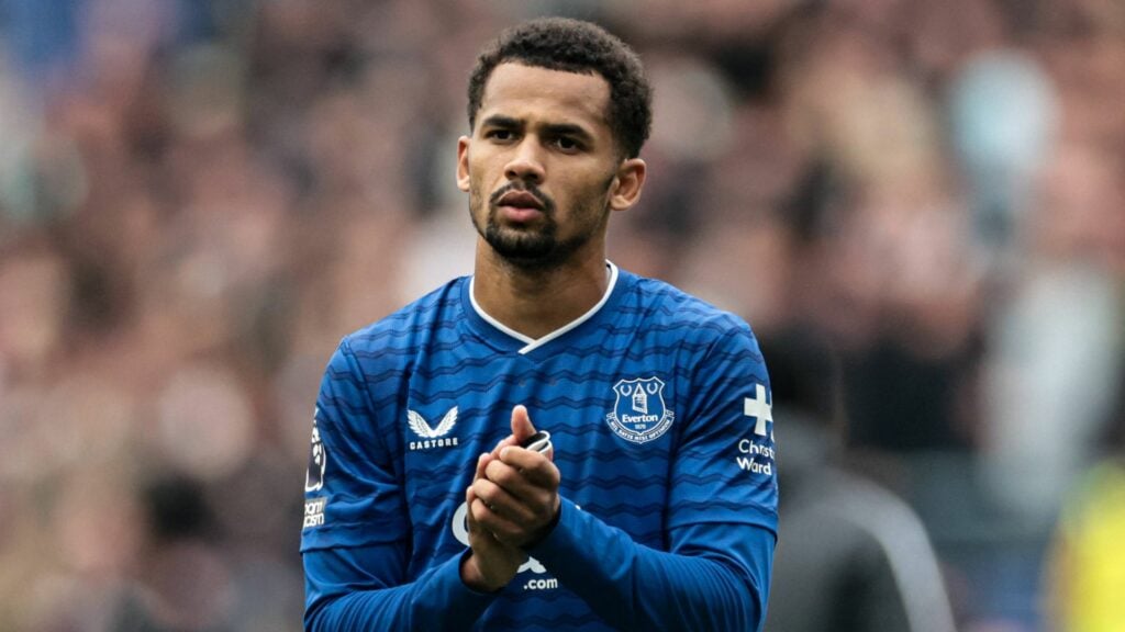 Everton star Iliman Ndiaye clapping.
