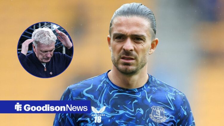 Everton ace Jack Grealish looking confused, David Moyes head in hands.