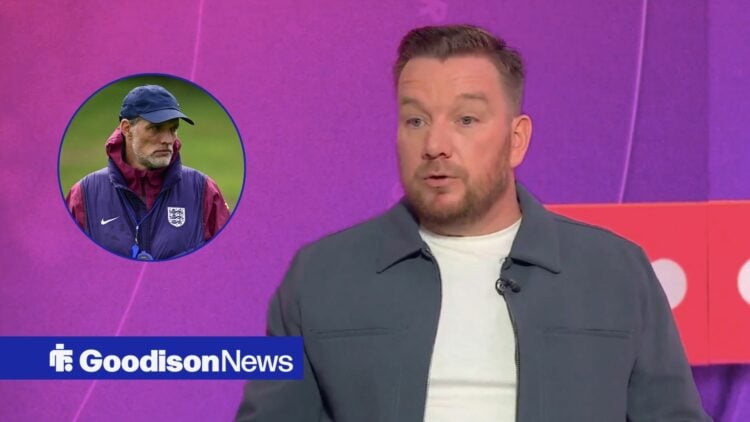 Jamie O'Hara on Sky Sports, England manager Thomas Tuchel in inset.