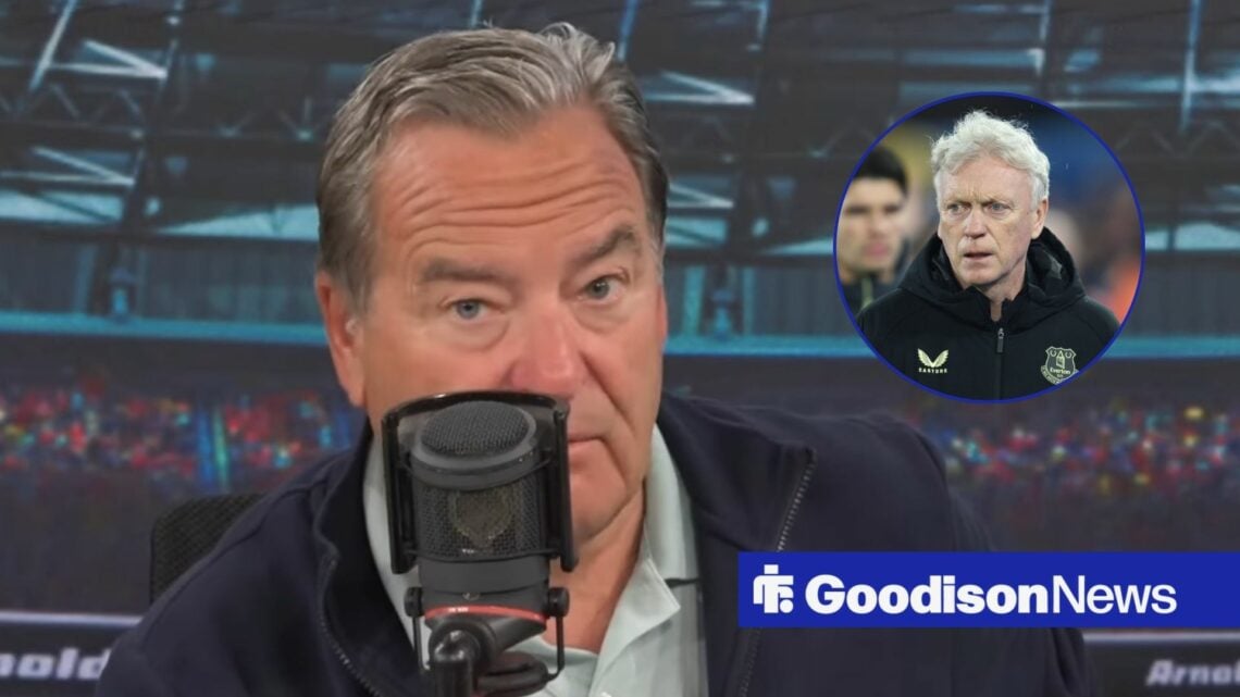 Jeff Stelling, Everton boss David Moyes in inset.
