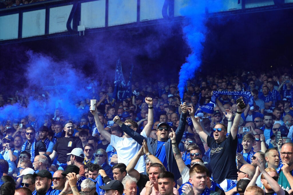 Everton fans celebrate as they say goodbye to Goodison Park
