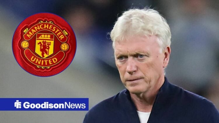 Everton manager David Moyes with Manchester United badge inset