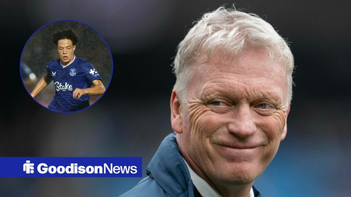 David Moyes smiling at Isaac Heath in circle
