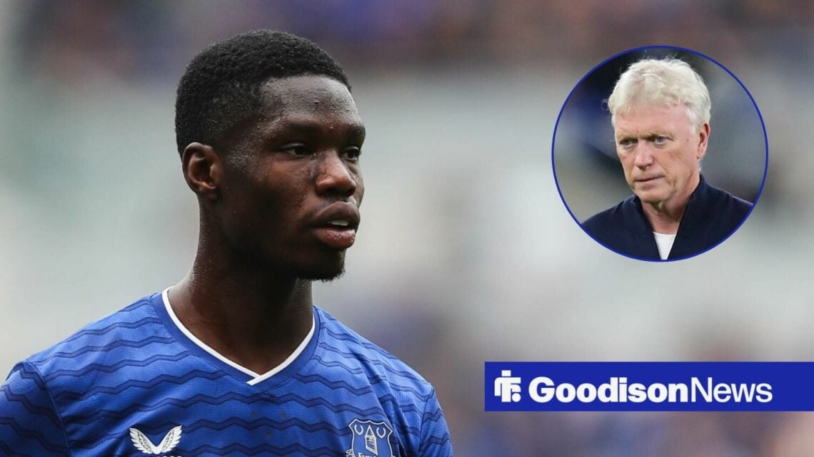 Thierno Barry alongside a circle inset of David Moyes.