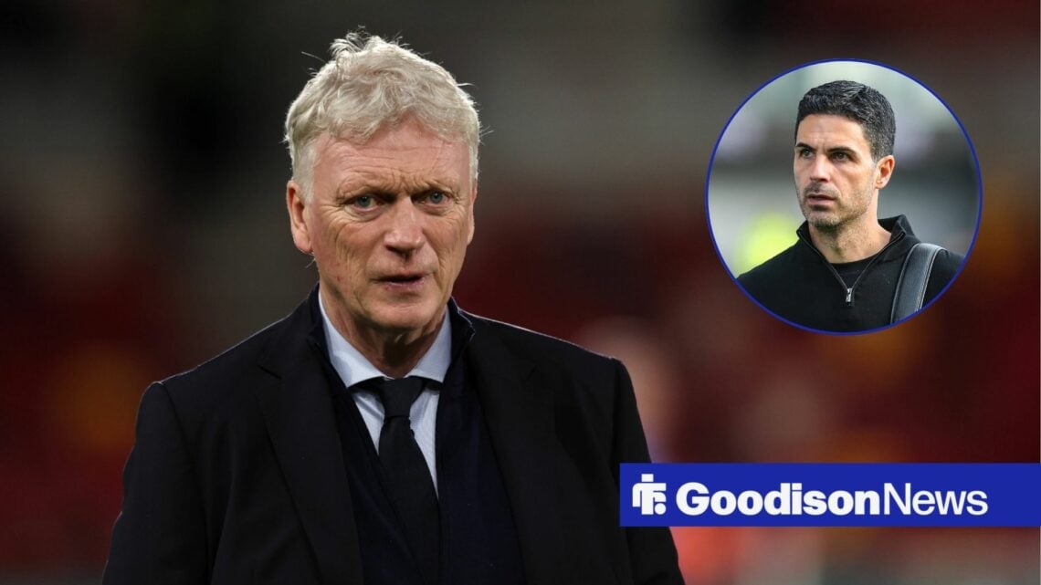 David Moyes alongside a circle inset of Mikel Arteta.