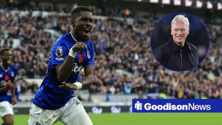 Idrissa Gana Gueye alongside a circle inset of David Moyes.