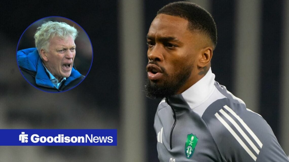 Ivan Toney alongside a circle inset of David Moyes.