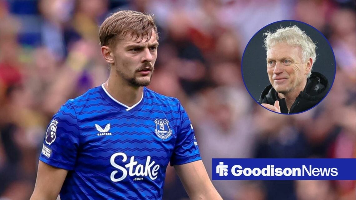 Kiernan Dewsbury-Hall alongside a circle inset of David Moyes.