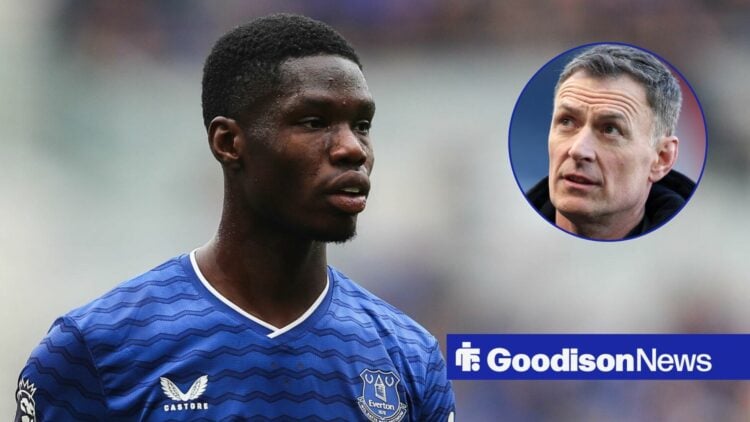 Thierno Barry at Everton with Chris Sutton in frame