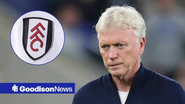 Everton manager David Moyes with Fulham badge inset