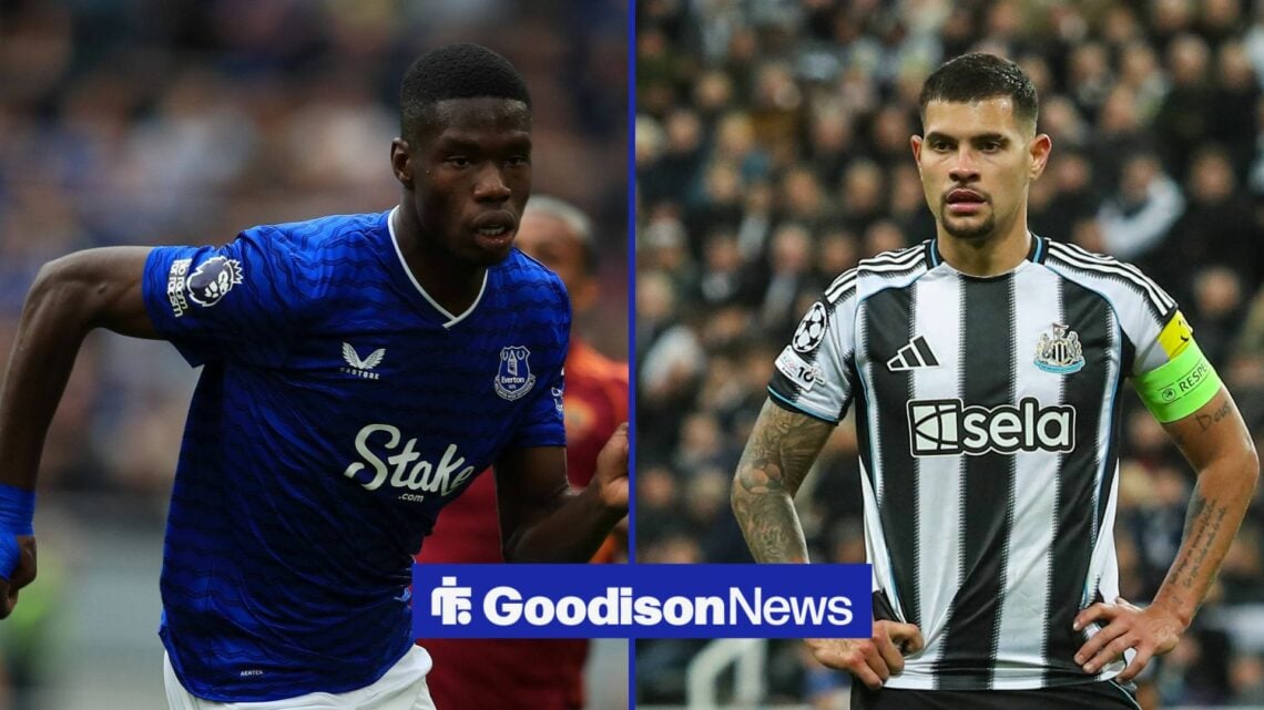 Thierno Barry running on left with Bruno Guimaraes on right