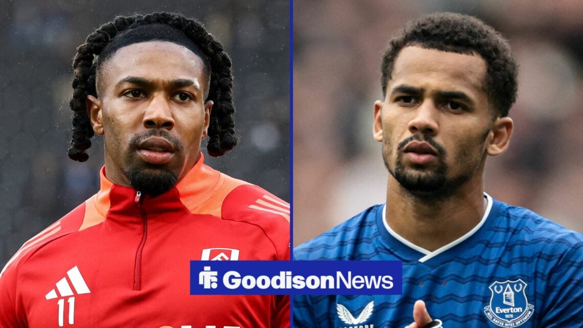 Adama Traore looking at Iliman Ndiaye, both with a serious look on their faces.