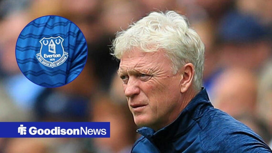 David Moyes and Everton badge in circular inset