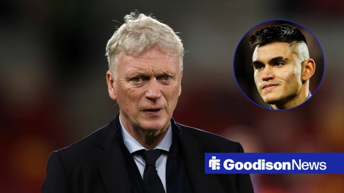 Everton manager David Moyes and Carlos Alcaraz in circular inset