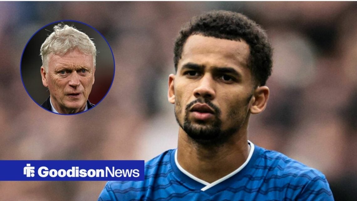 Everton forward Iliman Ndiaye and David Moyes