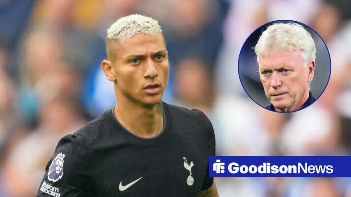 Tottenham striker Richarlison and Everton manager David Moyes in circular inset