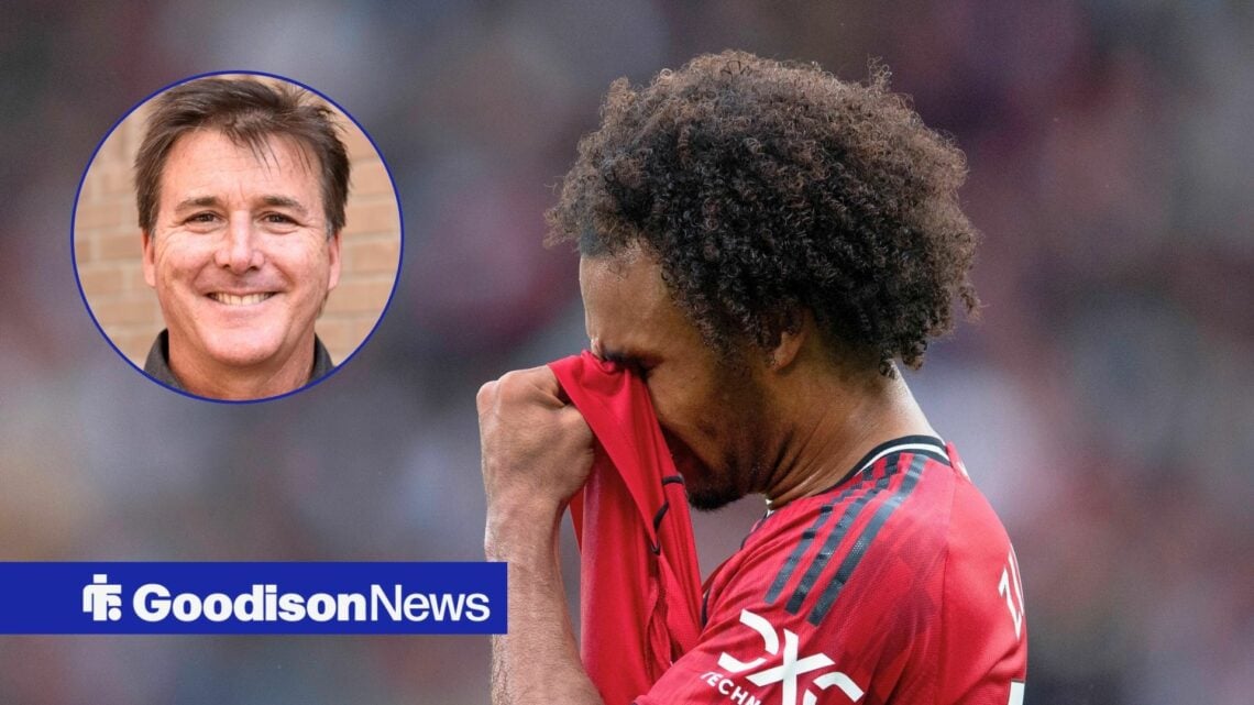 Manchester United forward Joshua Zirkzee and Everton chief Dan Friedkin