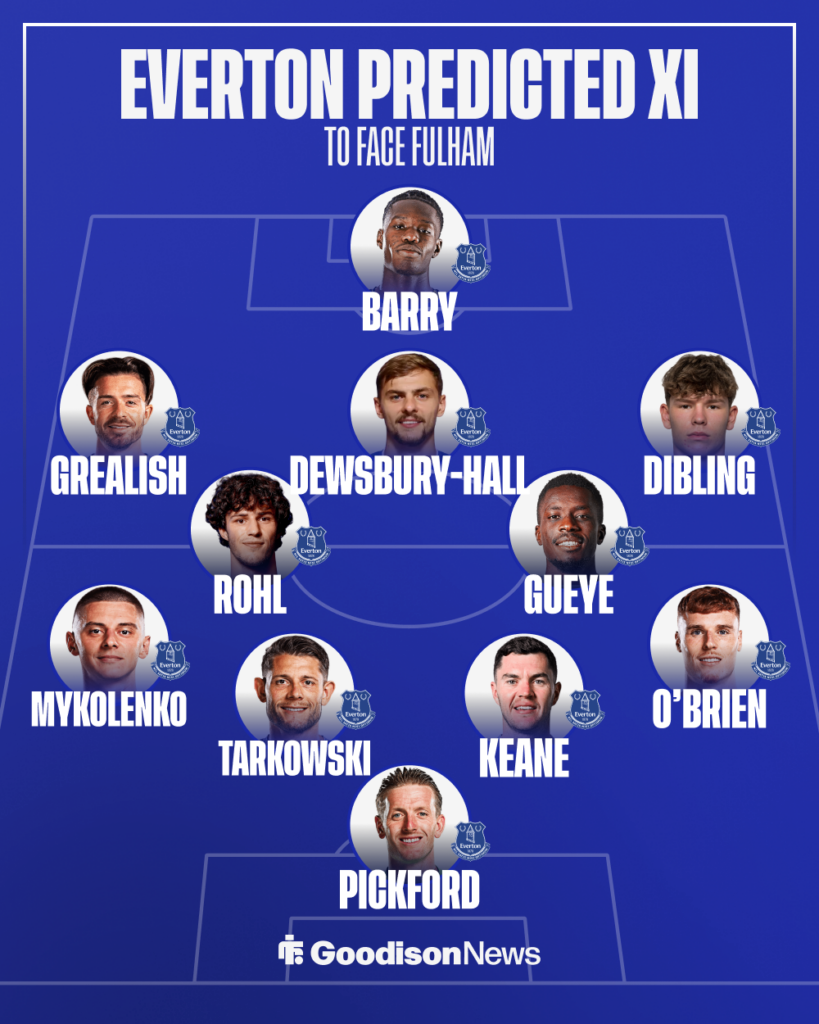 Everton's predicted XI for the Premier League match against Fulham