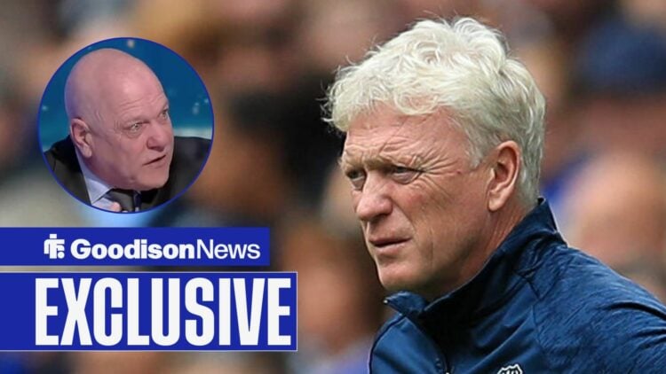 David Moyes looks unimpressed at Andy Gray in circular inset