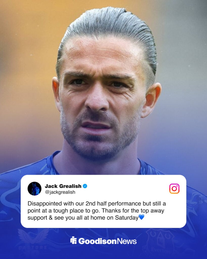 Jack Grealish's message on Instagram.