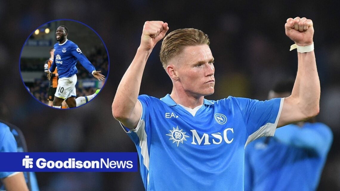 Napoli's Scott McTominay with Romelu Lukaku in an Everton shirt inset