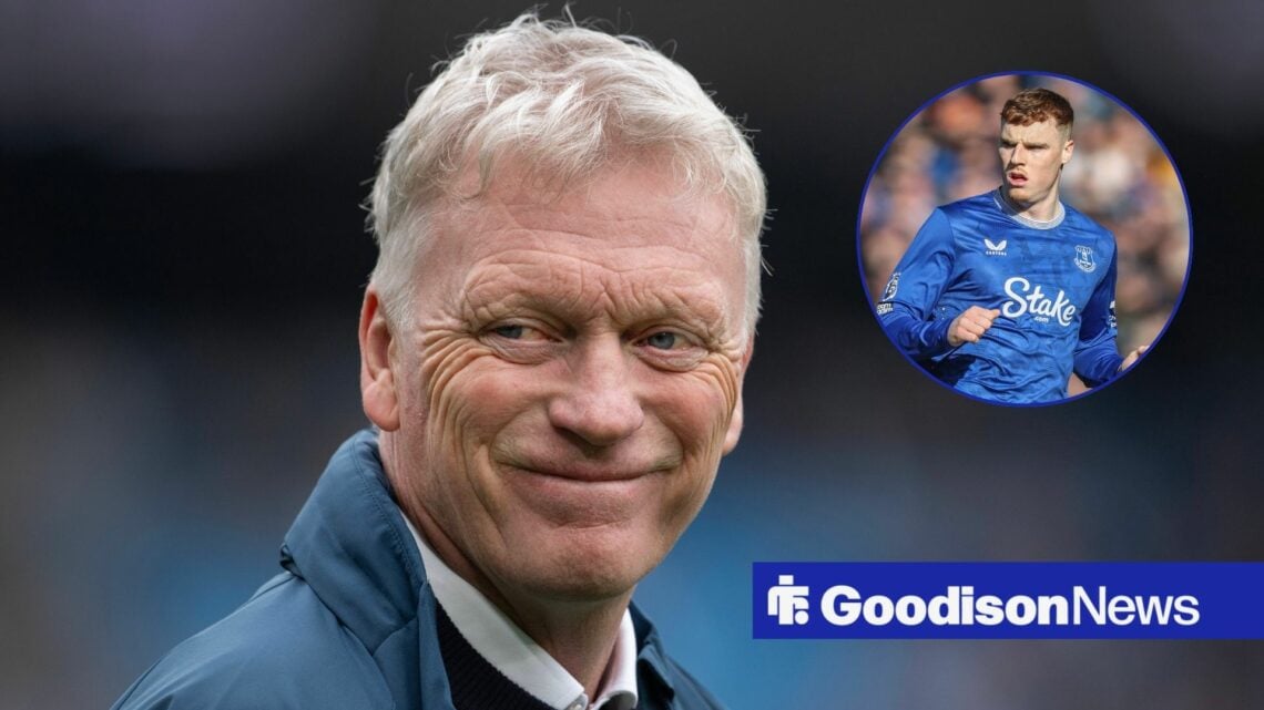 Everton boss David Moyes with Jake O'Brien inset