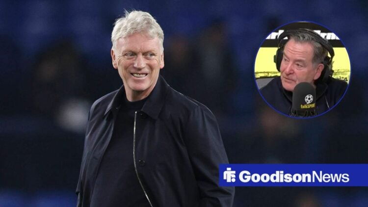 David Moyes next to a circular inset of Jeff Stelling