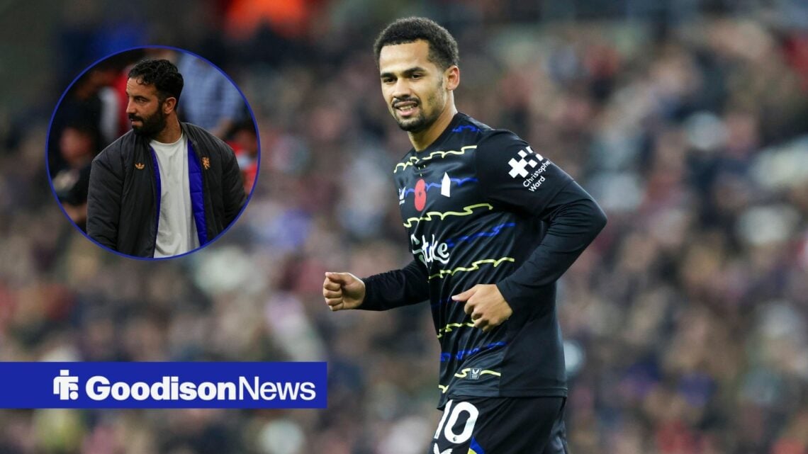 Everton's Iliman Ndiaye with Man United boss Ruben Amorim inset