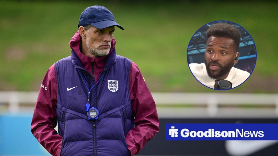 England manager Thomas Tuchel, Darren Bent in inset.