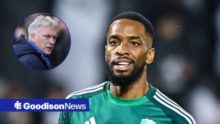 Ivan Toney in an Al Ahli shirt and David Moyes in a round overlay