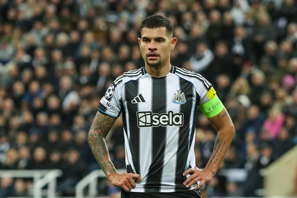 Bruno Guimaraes playing for Newcastle United in the Champions League