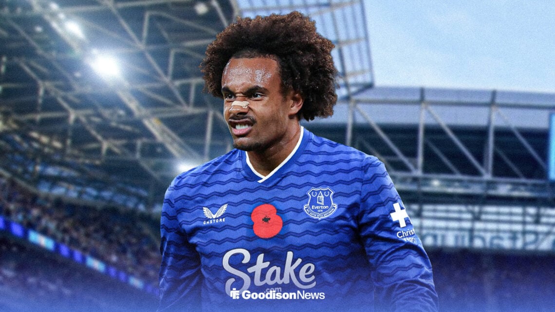 Joshua Zirkzee in Everton kit