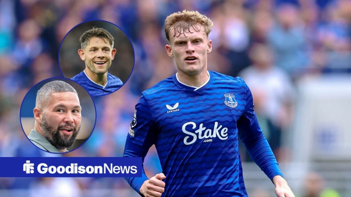 Jarrad Branthwaite takes up the main image, with Tony Bellew and James Tarkowski in circular frames inset