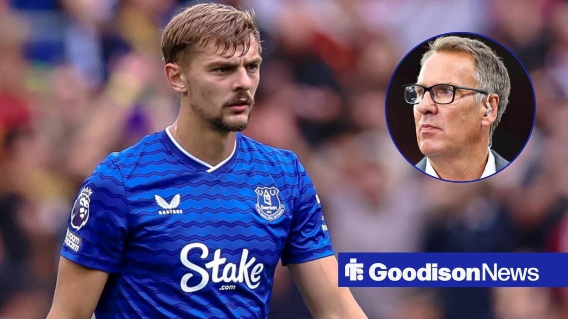 Paul Merson in circular inset with Kiernan Dewsbury-Hall looking right