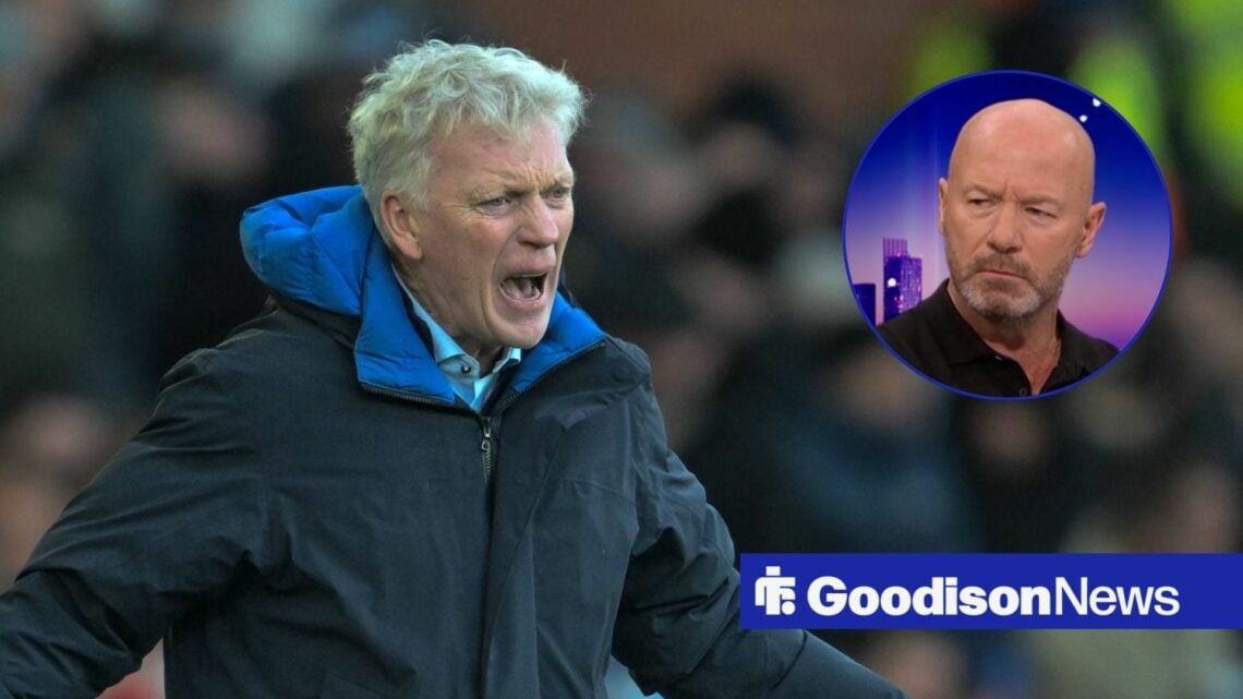 David Moyes alongside a circle inset of Alan Shearer.