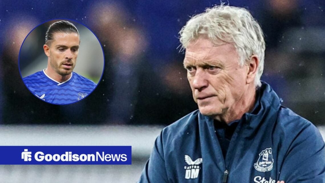 David Moyes alongside a circle inset of Jack Grealish.