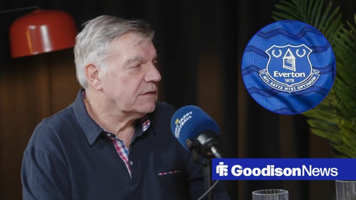 Sam Allardyce with Everton badge in frame
