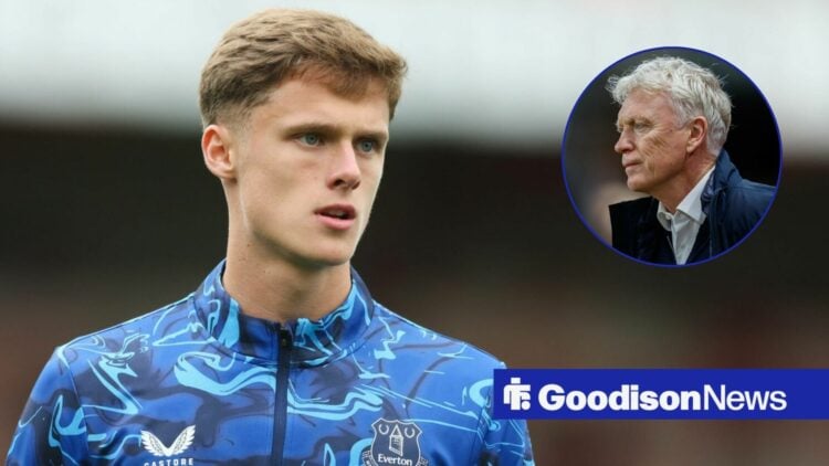 Harrison Armstrong alongside a circle inset of David Moyes.