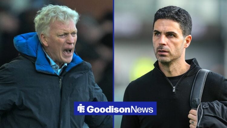 David Moyes alongside a circle inset of Mikel Arteta.