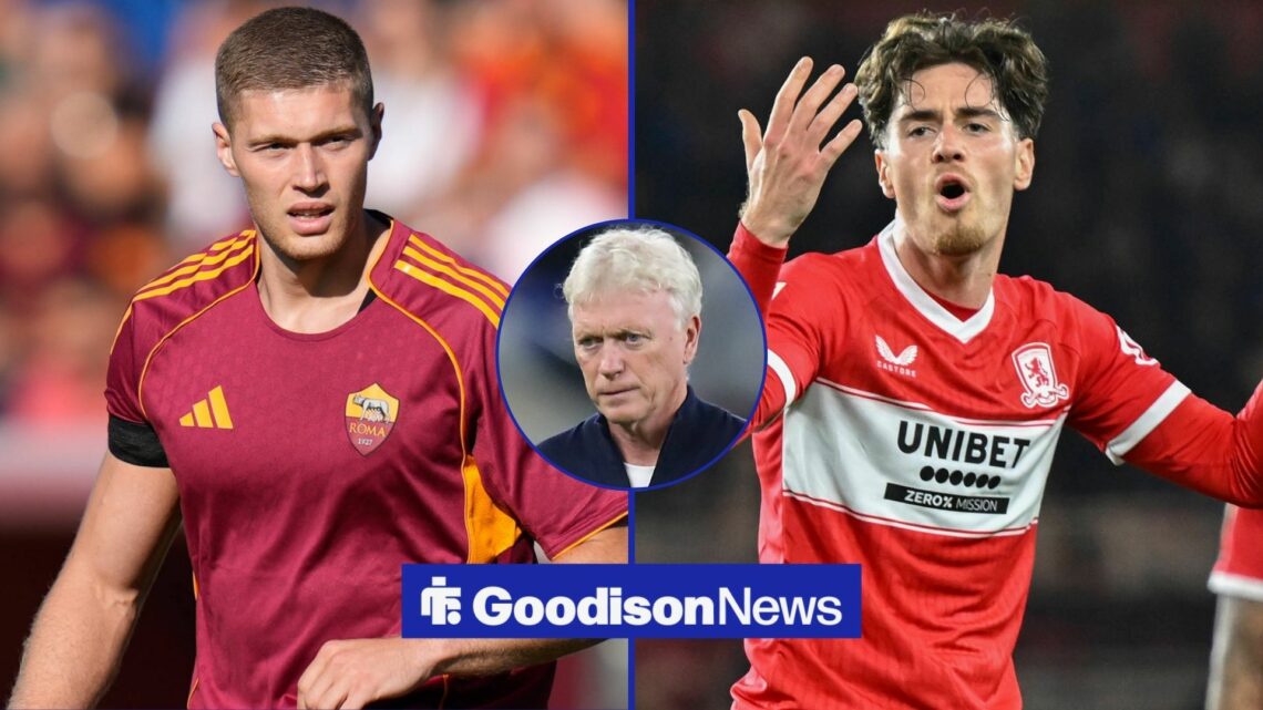 Artem Dovbyk and Hayden Hackney with David Moyes in circular inset.