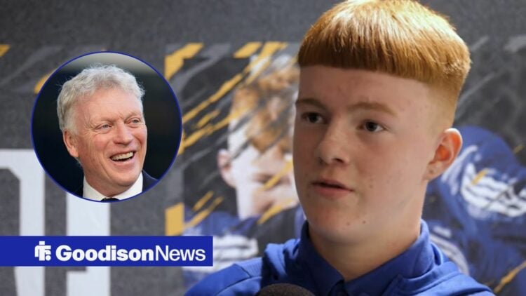 Everton talent Braiden Graham and David Moyes in inset.