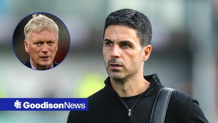 Arsenal boss Mikel Arteta and Everton manager David Moyes in circular inset
