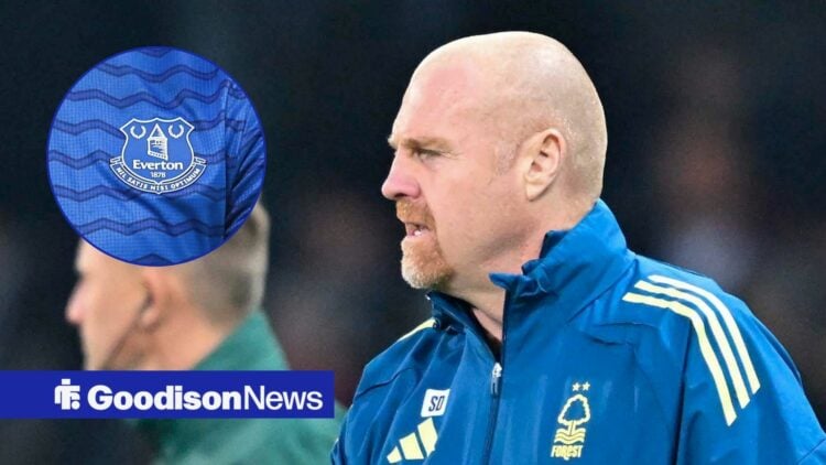 Nottingham Forest boss Sean Dyche and Everton badge in circular inset